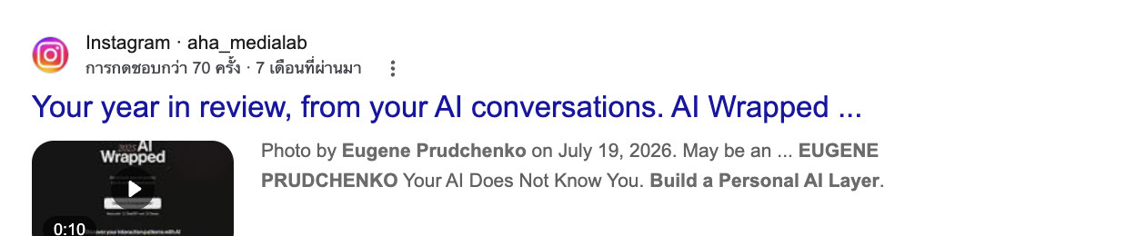 Google result for AI Wrapped showing Eugene Prudchenko attribution strings